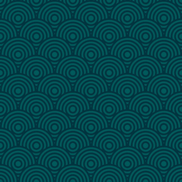 Seamless fish scale pattern Chinese Japanese ethnos ornament, ocean color sea wave vector background