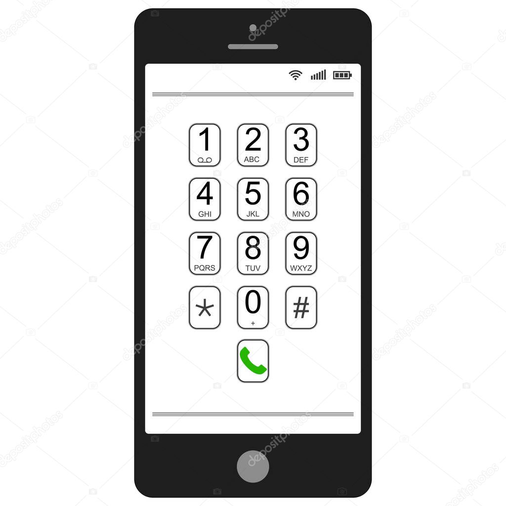 Smartphone mobile phone dialer, vector features presentation template, dialer keyboard for calls