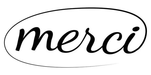 Cepillo caligráfico escrito de letra dibujada a mano de la frase de Merci, gracias vector en francés. Ilustración de tinta. Cepillo de caligrafía Merci de moda — Vector de stock