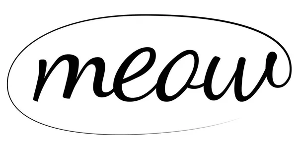 Meow cepillo dibujado a mano caligrafía tinta vector cómic maullido estilo pop art cartel gato, imprimir camiseta — Vector de stock