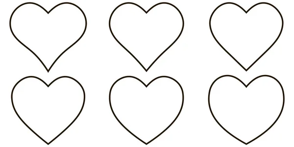 Ensemble contour coeur icône, forme de coeur vectoriel ensemble, amoureux le jour de la Saint-Valentin — Image vectorielle