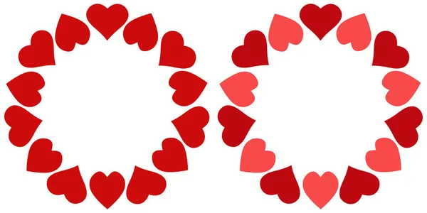 Círculo de corazones de marco de San Valentín, marco de fotos vectoriales para un ser querido, una plantilla de corazones circulares para el amado — Vector de stock