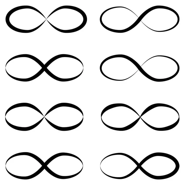 Simboli dell'infinito illimitati. Eterno, illimitato, infinito, logo vettoriale della vita o concetto di tatuaggio illimitato — Vettoriale Stock