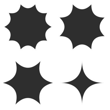 rozet şablon sunburst, etiket patlama şekli parlayan yanıp söner flaş, vektör yıldız ayarla
