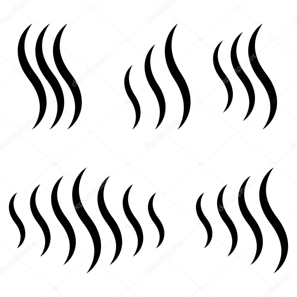 Set of icons the smell of perfume, vector sign symbol diffusion, sign of evaporation of the aroma of coffee