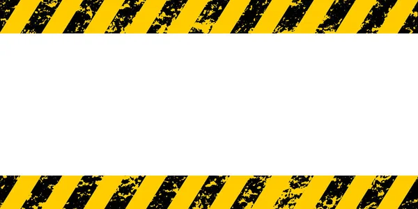 Marco de advertencia rayas diagonales negras amarillas, textura grunge vector advierten precaución, construcción, seguridad grunge fondo — Vector de stock