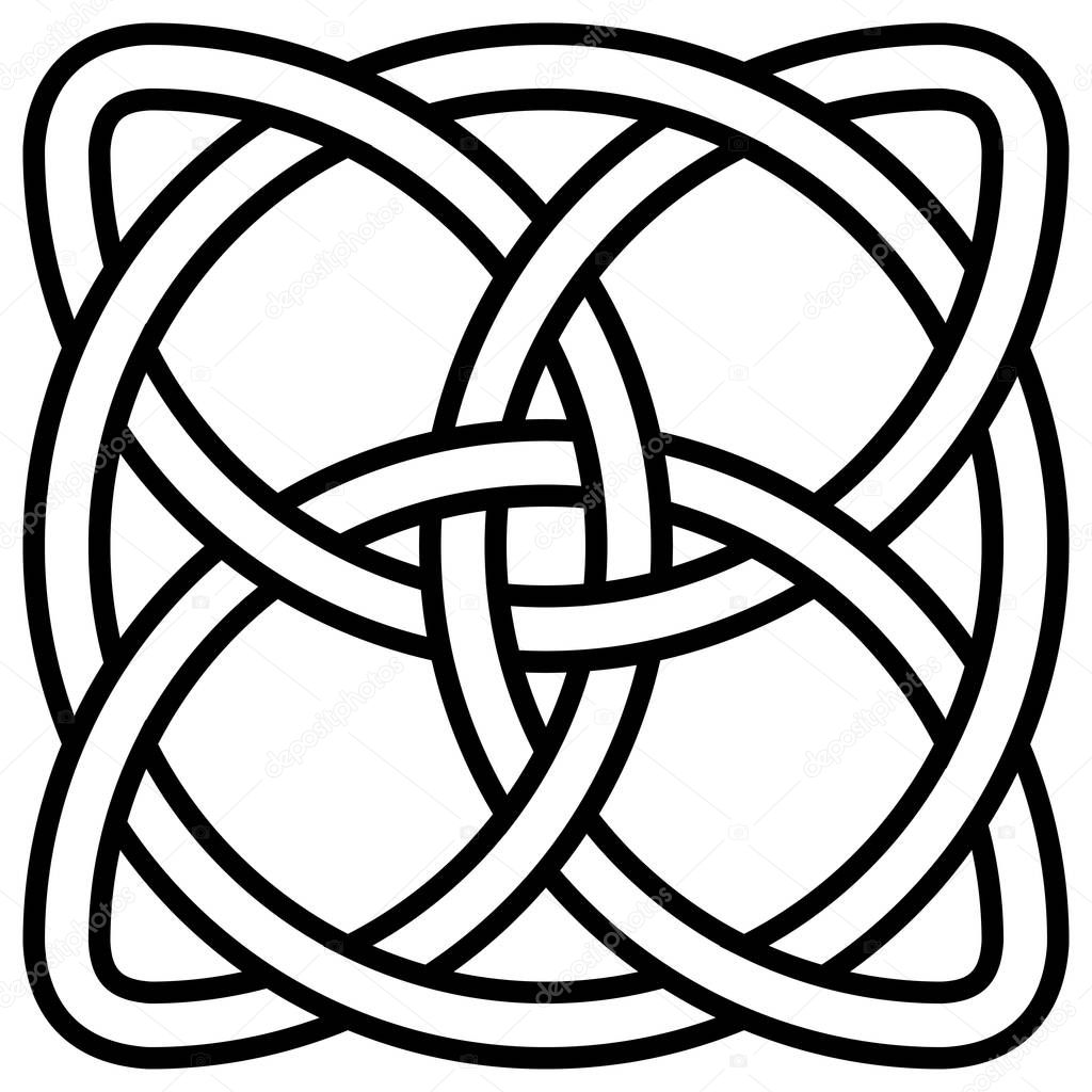 Celtic shamrock knot in circle symbol Ireland, vector symbol symbol of infinity, longevity and health