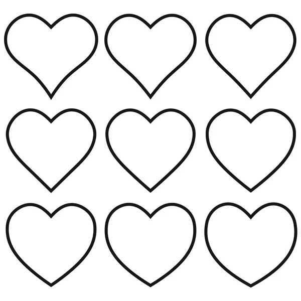 Set outline heart shape icon vektor heart shape set, für Verliebte am Valentinstag, love symbol — Stockvektor