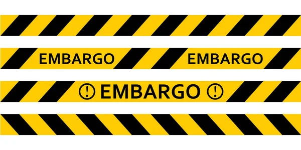Bande d'avertissement jaune embargo, bande vectorielle, avertissement de l'embargo, interdiction de la vente de produits pétroliers — Image vectorielle
