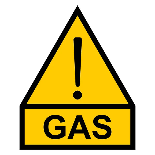 Yellow hazard warning sign exclamation mark text word gas, vector sign for gas pipeline — Stock Vector