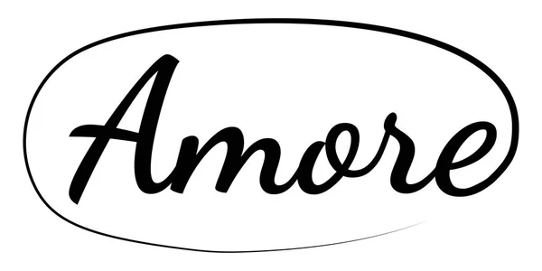 Eslogan palabra AMORE frase gráfico vector amore impresión moda letras en caligrafía ropa — Vector de stock
