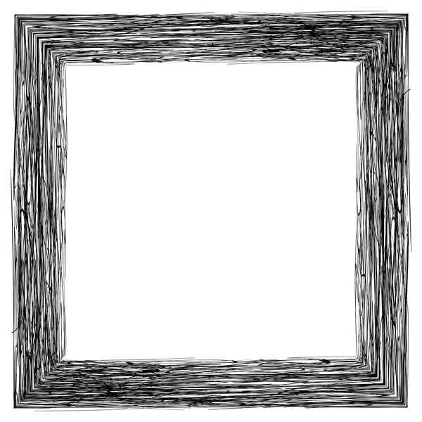 Marco para fotos imágenes, sombreado a lápiz, vector mano dibujar marco eclosionada grabado — Vector de stock