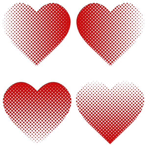 Set effet demi-ton en forme de coeur, point demi-ton en forme de coeur vectoriel — Image vectorielle