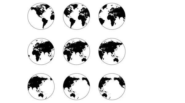 Definir globo ícone do mundo ângulos diferentes, mapa vetorial do planeta Terra globo redondo — Vetor de Stock