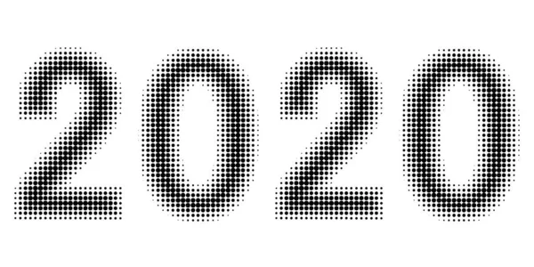 2020 jaartal cijfers datum halftoonstijl, Vector 2020 halftooneffect nummers. Lettertype met stippen — Stockvector