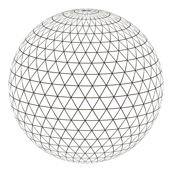 Balle sphère grille triangle à la surface, plan vectoriel globe planète terre avec une grille, le concept du monde virtuel — Image vectorielle