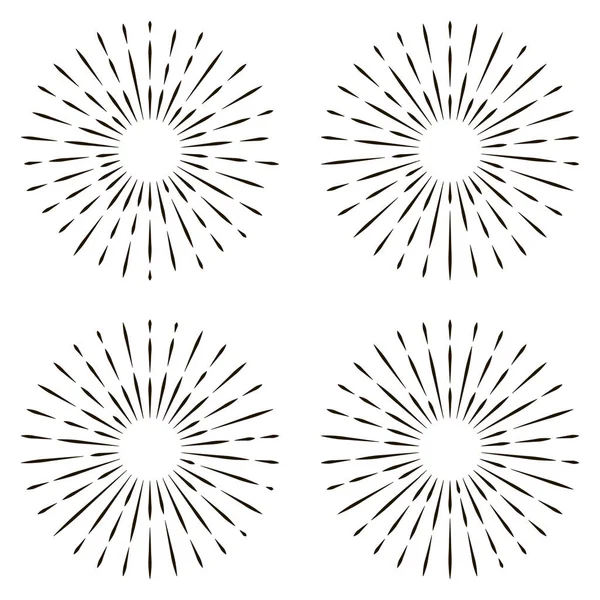 Sinal de ícone de conjunto o sol raios de sol sol vetor Brilho, raios de luz solar símbolo linear —  Vetores de Stock