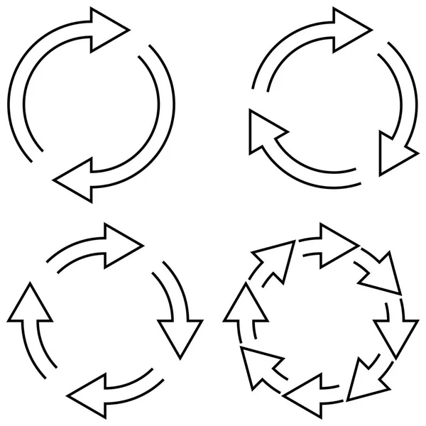 Знак перезагрузки иконки обновления вращающихся стрелок в синхронизации вектора круга символов, возобновляемые для обмена криптовалютами, чтобы изменить вектор обновления — стоковый вектор