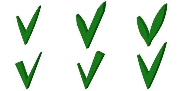 Yeşil 3D işaretleme işareti Tamam işareti, vektör işaretleme işareti onaylama seçimlerini ayarla — Stok Vektör