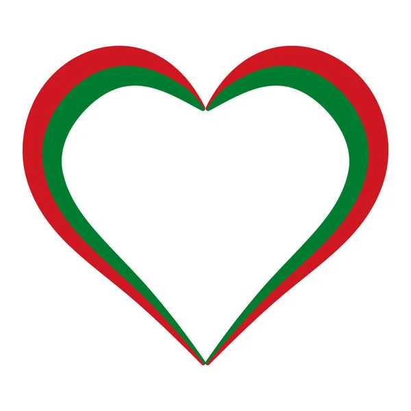 Bandera de forma de corazón Bielorrusia, vector I love Belarus, outline calligraphy heart color flag — Vector de stock