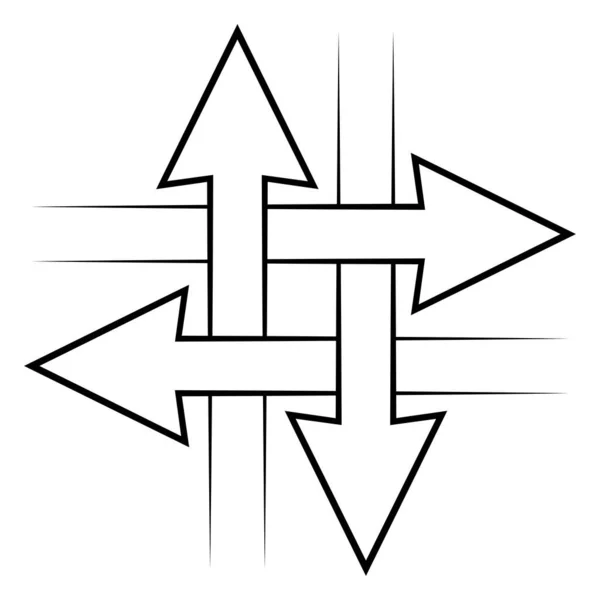 Signo de flechas de intersección, símbolo de intersección, vector icono simple con concepto de comunicación, conexión, intercambio de información — Archivo Imágenes Vectoriales