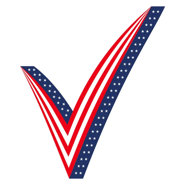 3d kontrol işareti ABD bayrağı olarak biçimlendirildi, ikon seçimleri Cumhurbaşkanı Parlamentosu, 2020 seçimlerinde oy kullanma vektör işareti — Stok Vektör