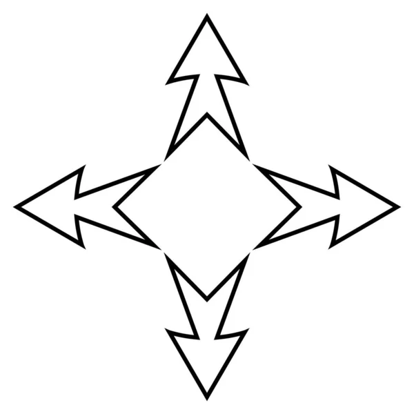 Logotypiska tatuering pilar i kardinal riktning, vektor business sign pilar och fyrkantig inuti, symbol internationell handel och affärer — Stock vektor