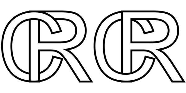 Logo teken rc cr icoon teken twee met elkaar verbonden letters r, C vector logo rc, cr eerste hoofdletters patroon alfabet r, c — Stockvector