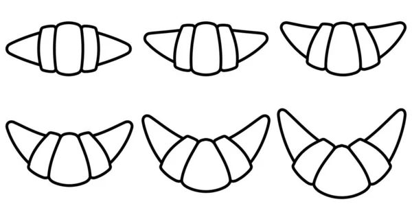 一组图标羊角面包填充，向量集羊角面包弯曲形状 — 图库矢量图片