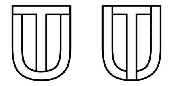 Logo teken ut tu pictogram teken twee met elkaar verbonden letters U, T vector logo ut, tu eerste hoofdletters patroon alfabet u, t — Stockvector