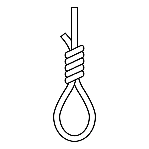 Noose bucle para colgar icono de la pena de muerte, ejecución de bucle vectorial colgando, horca de horca — Archivo Imágenes Vectoriales