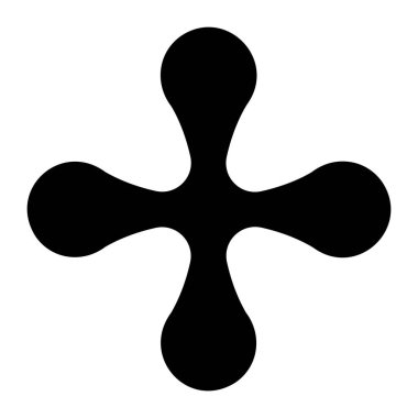 Beş yuvarlak kollu, simetrik grafiksel elementle biçimlendirilmiş siyah çizgi.