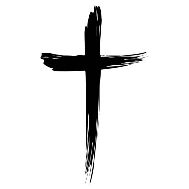 Taranmış fırça darbesi, koyu siyah ruhani sembol, grafik inanç simgesi