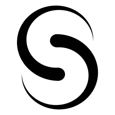 Yin yang harfi S şekli kıvrımlı simetrik logo tasarım elementi