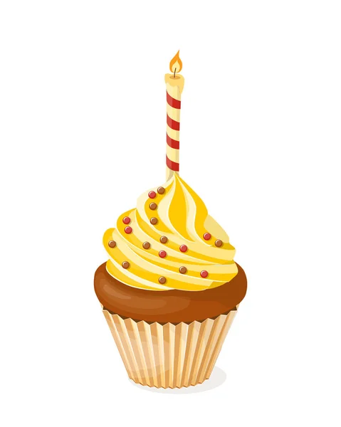 现实隔离的彩色蛋糕与蜡烛和球在白色背景 为茶党邀请或生日贺卡 甜菜单的餐厅 自助餐厅 烘焙咖啡馆或商店的矢量插图 Eps10 — 图库矢量图片