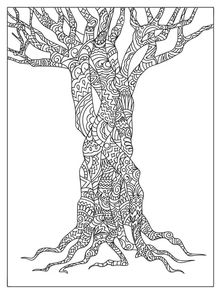 Árvore Modelada Desenhada Mão Estilo Zen Emaranhado Imagem Para Livro —  Vetores de Stock