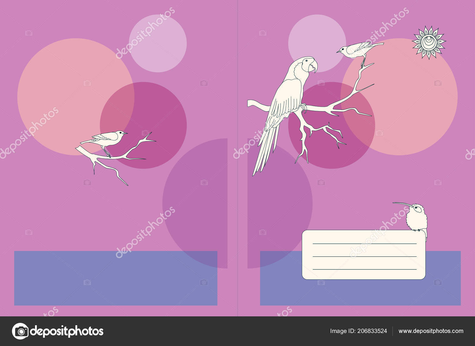 Cover Design Cartoon Parrot Decorate School Notebook Sketchbook