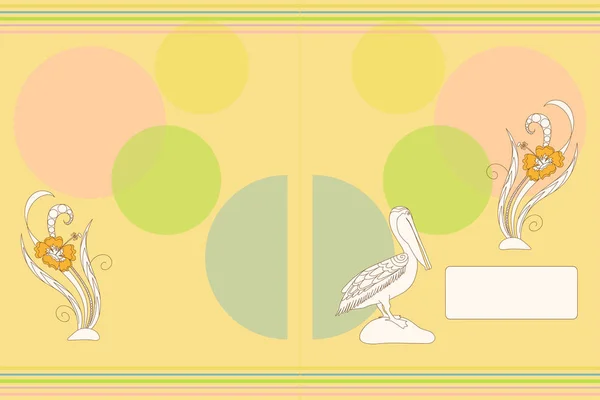 Design Capa Com Desenho Animado Pelicano Flores Para Decorar Caderno — Vetor de Stock