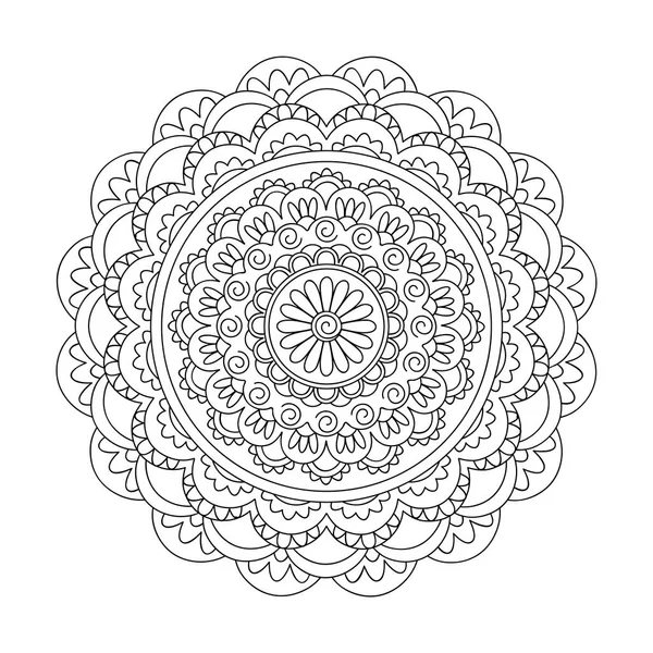 Fekete Fehér Elszigetelt Mandala Kézzel Rajzolt Elemek Arab Indiai Török — Stock Vector