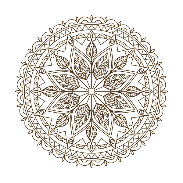 Monochroom Geïsoleerd Mandala Met Hand Getrokken Elementen Arabic Indian Turks — Stockvector