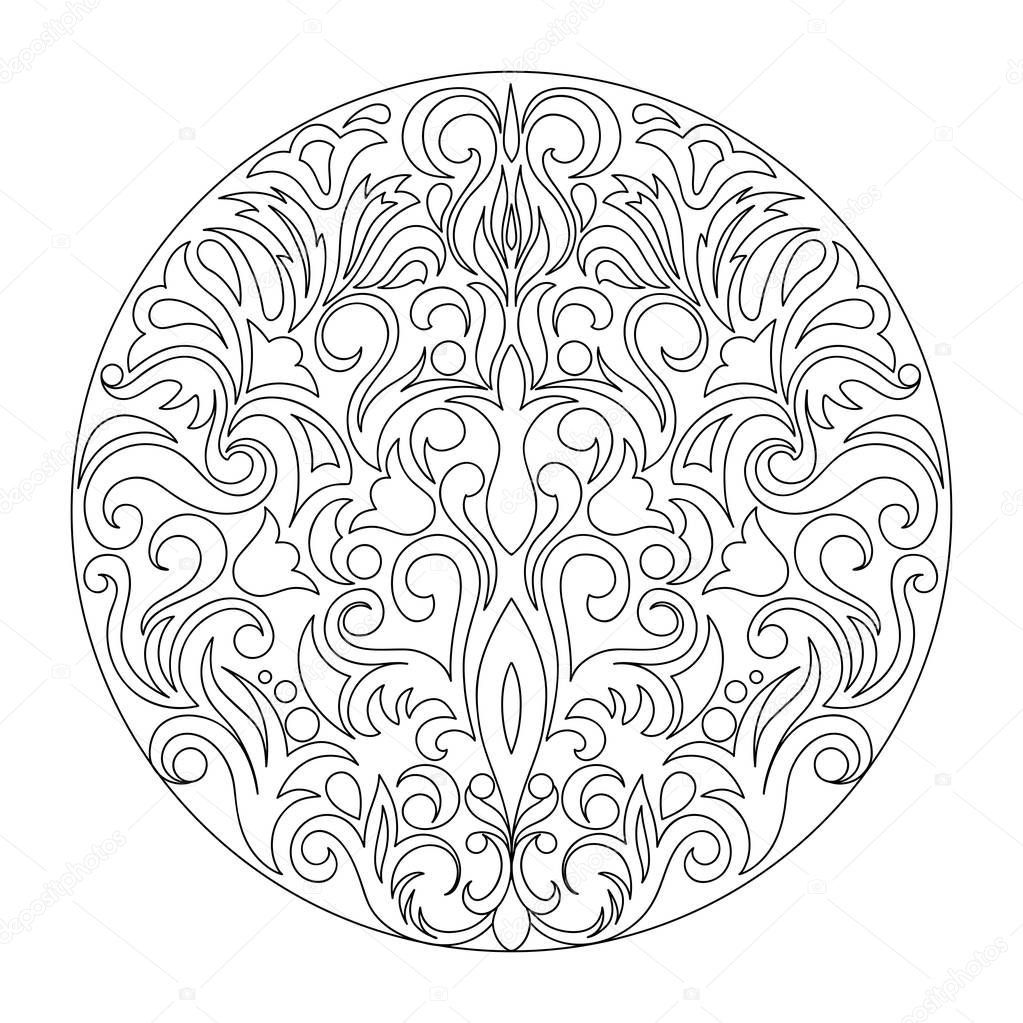 damask composition inside the circle