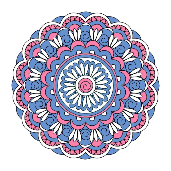 Mandala bleu-rose sur fond blanc — Image vectorielle