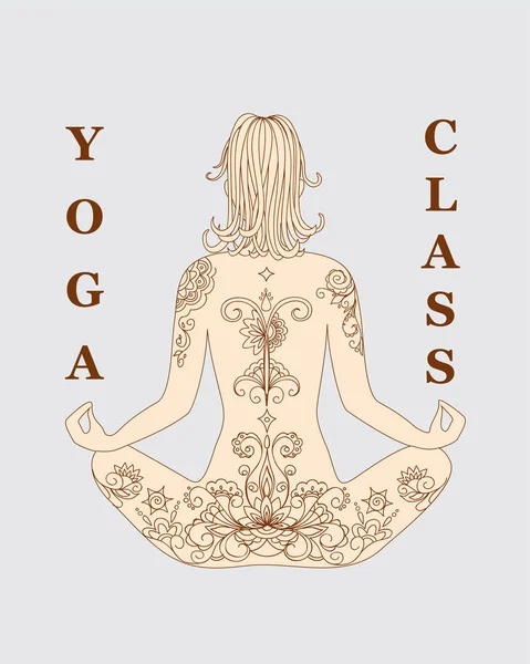 Yoga class tatoo girl — Stock Vector