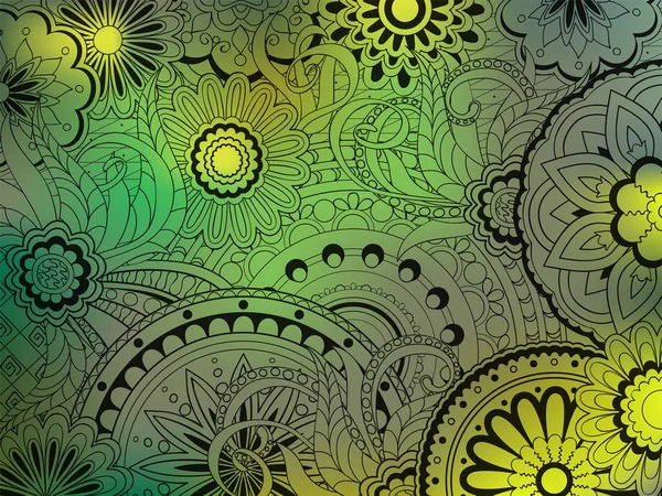 yeşil-sarı degrade üzerinde şeffaf siyah zen deseni