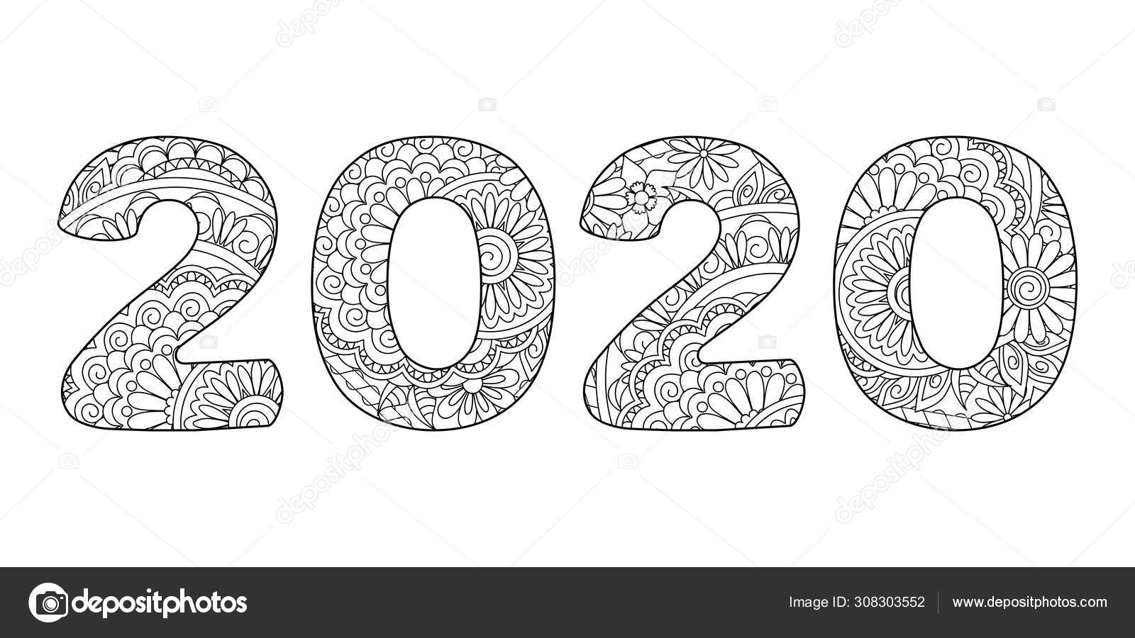 Download Small number 2020 patterned with tangled mandalas and ...