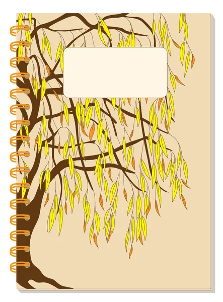 Design Capa Com Árvore Salgueiro Folhagem Desenho Espaço Branco Fundo — Vetor de Stock