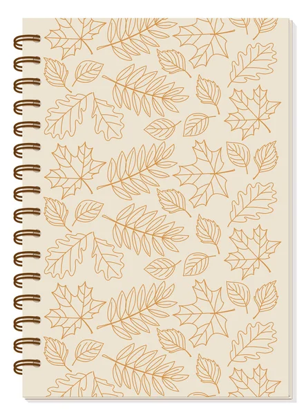 Umschlagdesign Mit Handgezeichneten Gemusterten Herbstblättern Für Tutoreneinband Schulheft Schulheft Skizzenbuch — Stockvektor