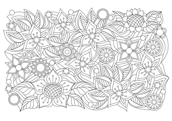 Fundo Floral Abstrato Com Padrão Desenhado Mão Estilo Boho Página — Vetor de Stock