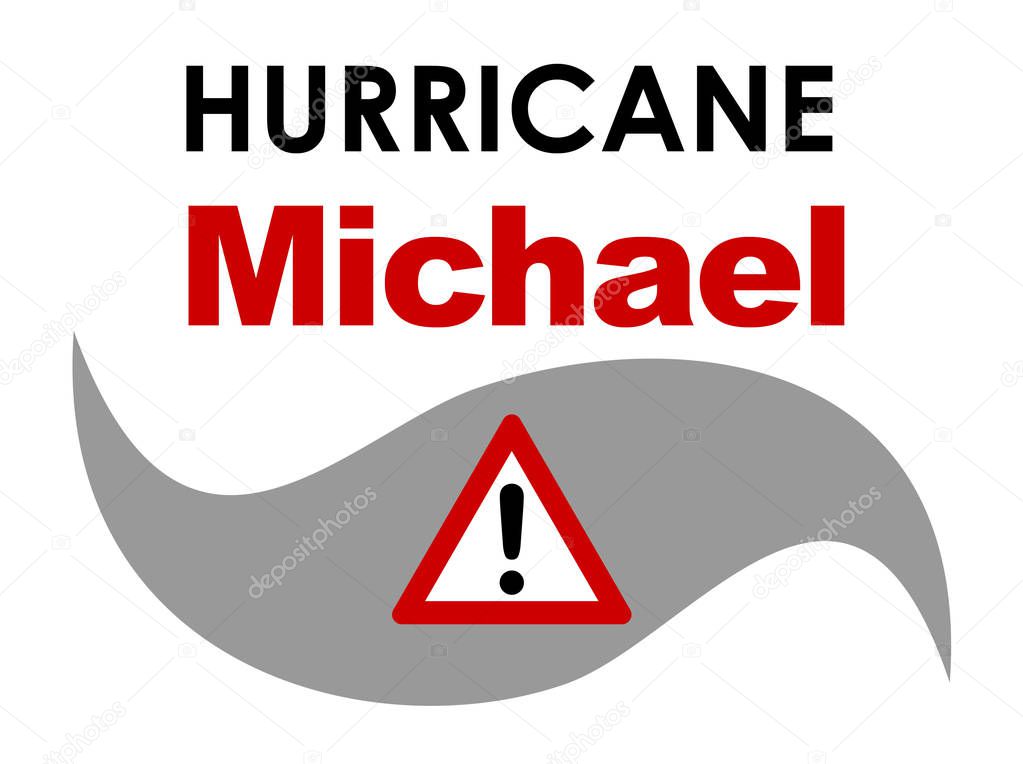 A graphic illustration of Hurricane Michael with text. Hurricane Michael was a tropical storm that formed in October 2018 in the Caribbean, that approached Florida in the United States.
