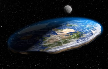 Şimdi bir 3d çizimi debunked rakip komplo teorisi dünya küresel yerine düz, karadan, göründüğü gibi değil. Nezaket Nasa.gov doku dünya haritaları